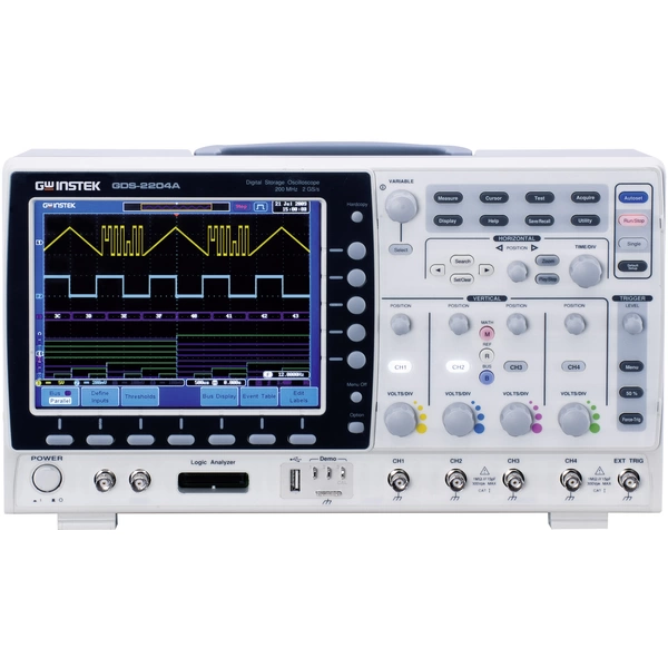 GW Instek GDS-2104A Digital-Oszilloskop 100MHz 4-Kanal 2 GSa/s 2 Mpts 8 Bit Digital-Speicher (DSO) 1St. GW Instek GDS-2104A Digital-Oszilloskop 100MHz 4-Kanal 2 GSa/s 2 Mpts 8 Bit Digital-Speicher (DSO) 1St.