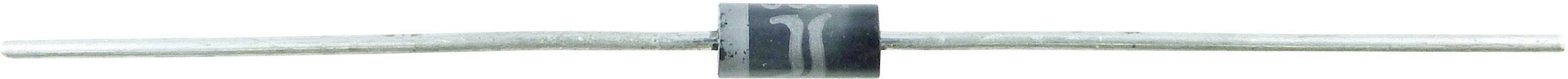 Eine Zener-Diode mit zwei Drähten an beiden Enden. Ein schwarzer, zylindrischer Körper bildet das Zentrum der Diode.