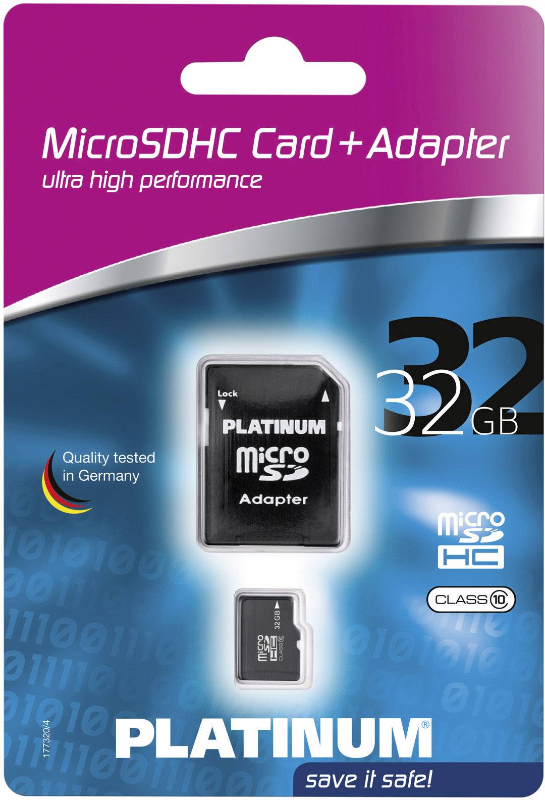 Platinum 177332 microSDHC-Karte 32 GB Class 10 inkl. SD-Adapter