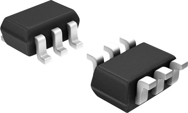 Zwei schwarze integrierte Schaltkreise mit silbernen Anschlüssen, in einer SMD-Bauform, die in elektronischen Geräten verwendet werden.