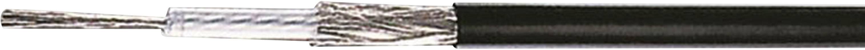 Vieladeriges Koaxialkabel mit metallischem Geflecht und schwarzer Isolierung sichtbar, zeigt Aufbau und Material des Kabels.