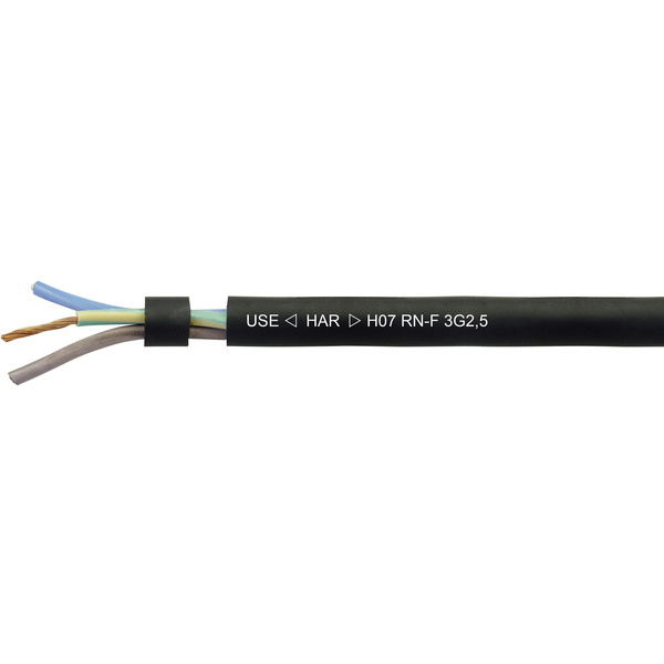 Helukabel 558445 Câble gainé H07RN-F 3 x 1.5 mm² noir Marchandise vendue au mètre
