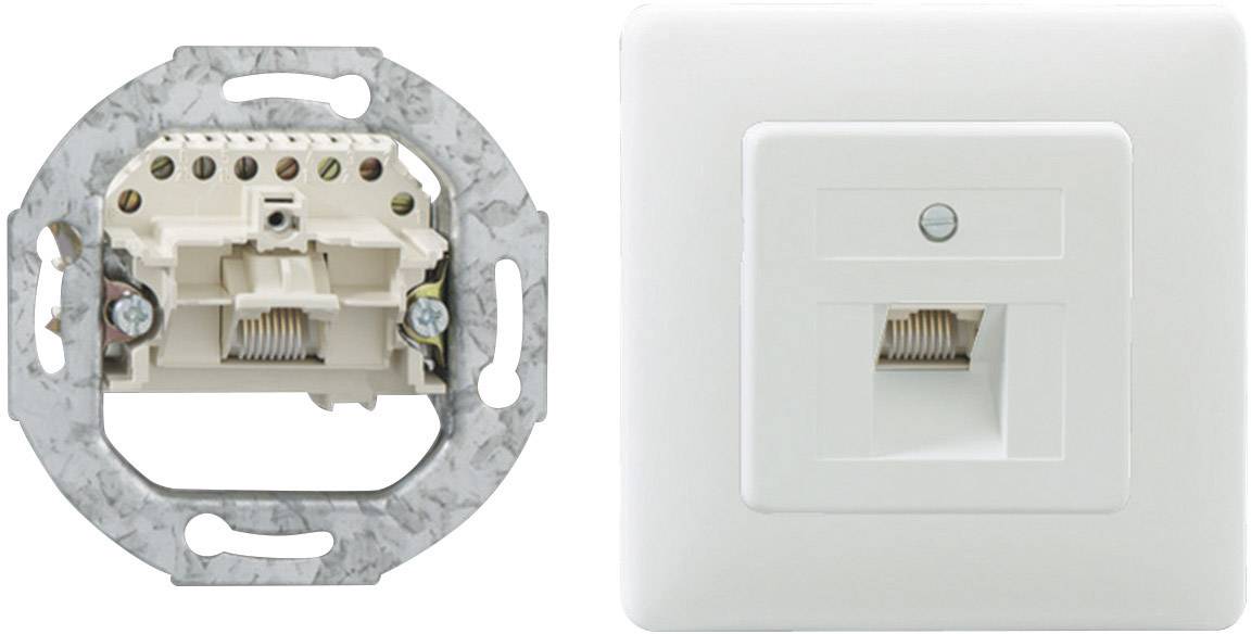 Rutenbeck 13010245 Netzwerkdose Unterputz Einsatz mit Zentralplatte und Rahmen 1 Port Reinweiß