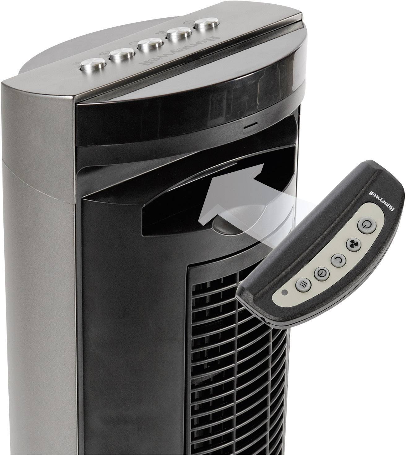 Honeywell HO-5500RE Turmventilator 40 W (Ø x H) 30.5 cm x 103.5 cm Schwarz, Grau Oszillierend, mit Fernbedienung, Timer