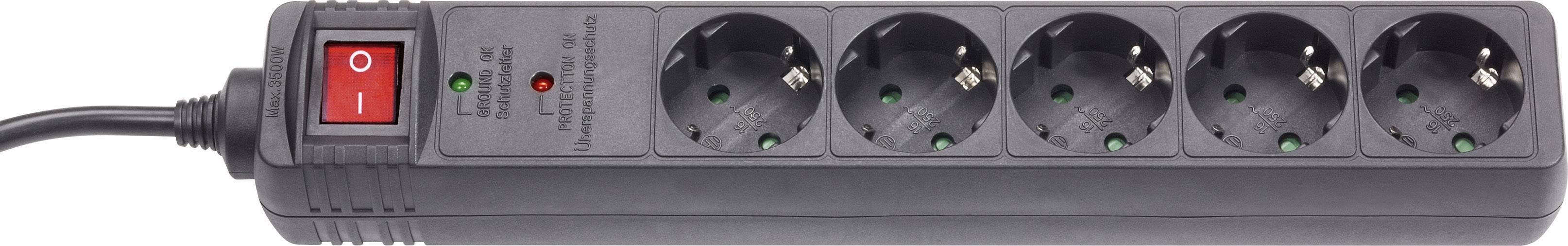 Gembird SPG5-C5 Überspannungsschutz-Steckdosenleiste 5fach Schwarz Schutzkontakt 1 St.