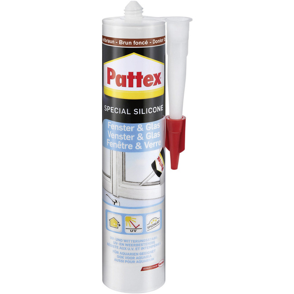 Pattex Fenster & Glas Silikon Herstellerfarbe Dunkelbraun PFGFB 300ml