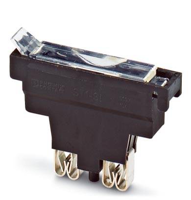 Ein schwarzer elektrischer Schalter mit durchsichtigem Hebel, drei Metallanschlüssen unten. Nutze für elektronische Geräte.