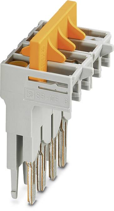 'Steckbarer Leiterplatte-Steckverbinder' mit grauem Gehäuse und orangenen Hebeln, geeignet für einfache und sichere Verdrahtung.