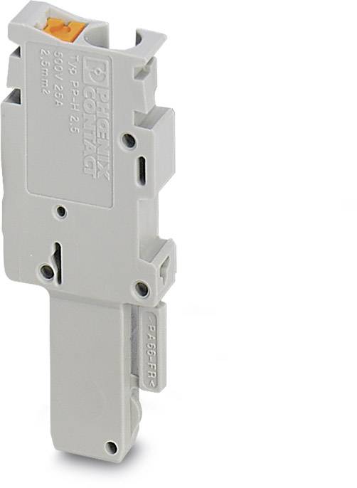 Ein grauer Steckverbinder von Phoenix Contact mit orangefarbenem Hebel, Modell: 5601251, Typ P-H-I 2,5, geeignet für 2,5 mm² Kabel.