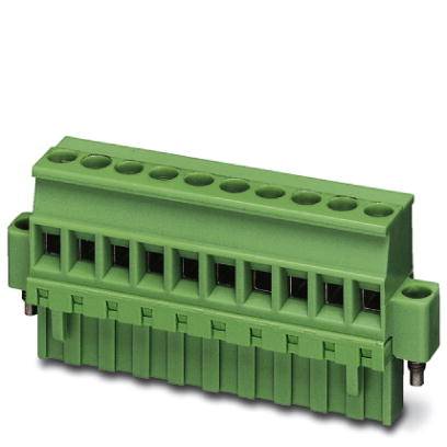 Grüner elektrischer Steckverbinder mit mehreren Öffnungen.