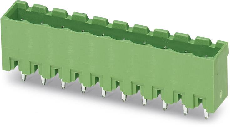 Ein grüner Steckverbinder mit mehreren Pins, der für elektronische Schaltungen verwendet wird.