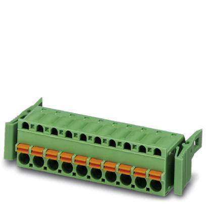 Grüne, rechteckige elektrische Klemme mit mehreren Steckplätzen. Verwendet für Verkabelung und elektrische Verbindungen.
