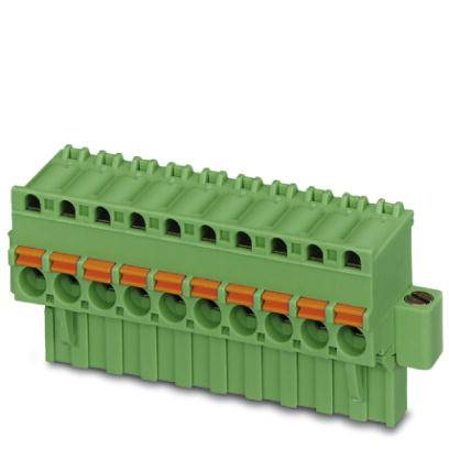 Ein grüner elektrischer Steckverbinder mit mehreren Steckplätzen, geeignet für die Verbindung von Kabeln in elektrischen Schaltkreisen.