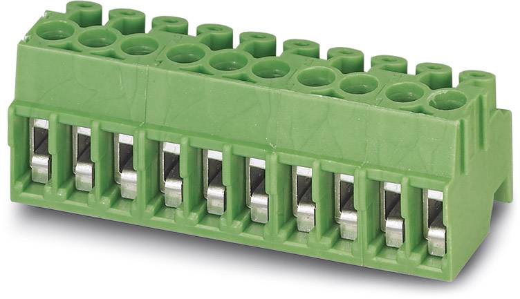 Grüner Steckverbinder mit mehrfachen Anschlussklemmen für elektrische Verbindungen.