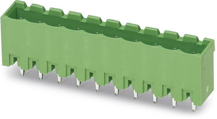 Grüner elektronischer Steckanschluss, länglich mit mehreren Steckkontakten.