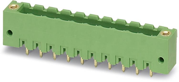 Grüner Steckverbinder mit mehreren Pins, rechteckige Form, für elektrische Verbindungen genutzt.