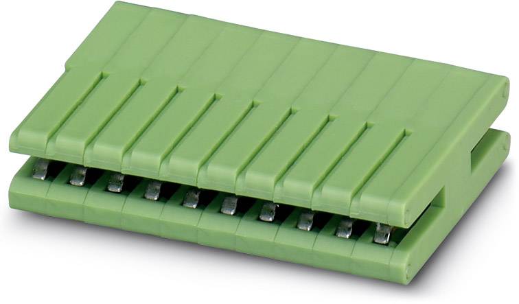 Grüner Steckverbinder mit mehreren Kontaktreihen, typisch für industrielle oder elektronische Anwendungen.