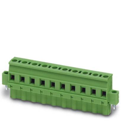 Grüner elektronischer Steckerblock mit mehreren Anschlussstellen, geeignet für verschiedene elektronische Verbindungen und Anwendungen.
