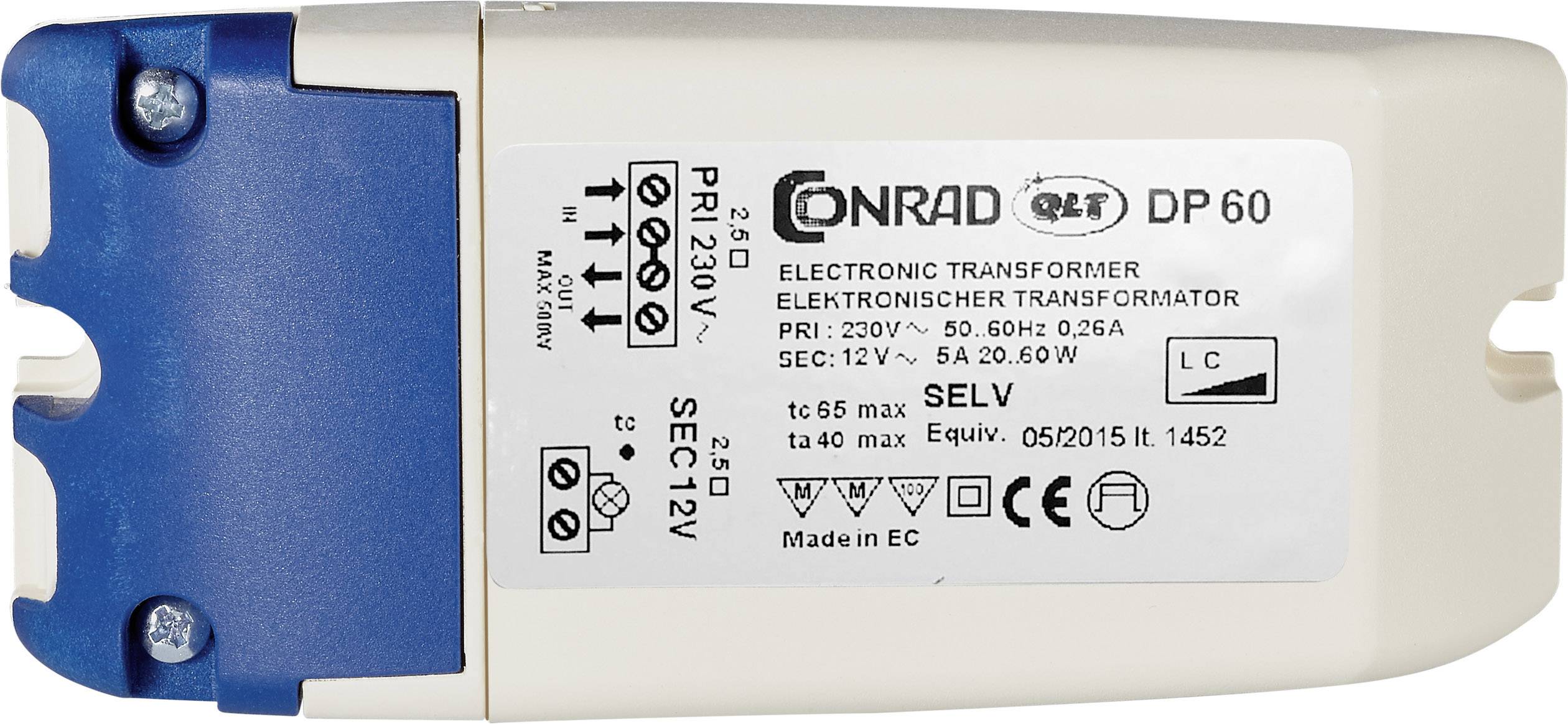 DP 60 Halogen Transformator 12V 20 - 60W dimmbar mit Phasenabschnittdimmer, dimmbar mit Phasenanschnittdimmer