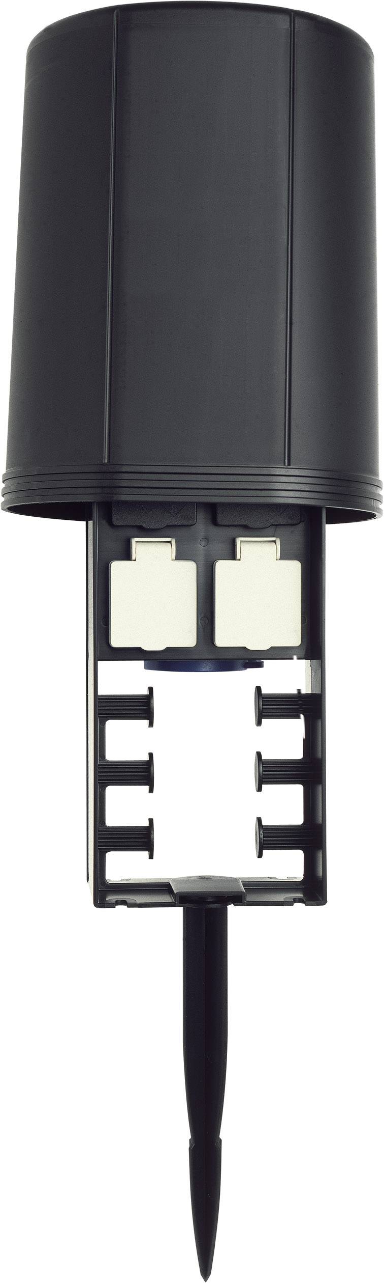 Oase 54978 Gartensteckdose 4fach Schwarz mit Erdspieß, mit Fernbedienung