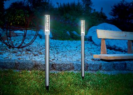 Esotec Solar-Gartenleuchte  Twin 102064  2er Set LED  Tageslichtweiß Silber
