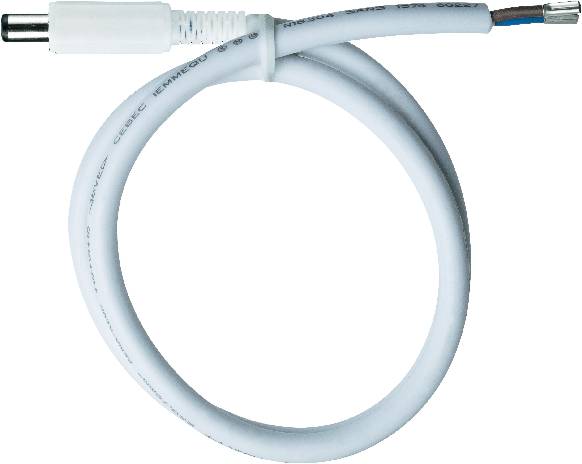 Schwarz-graues Stromkabel mit Stecker und offenen Drahtenden