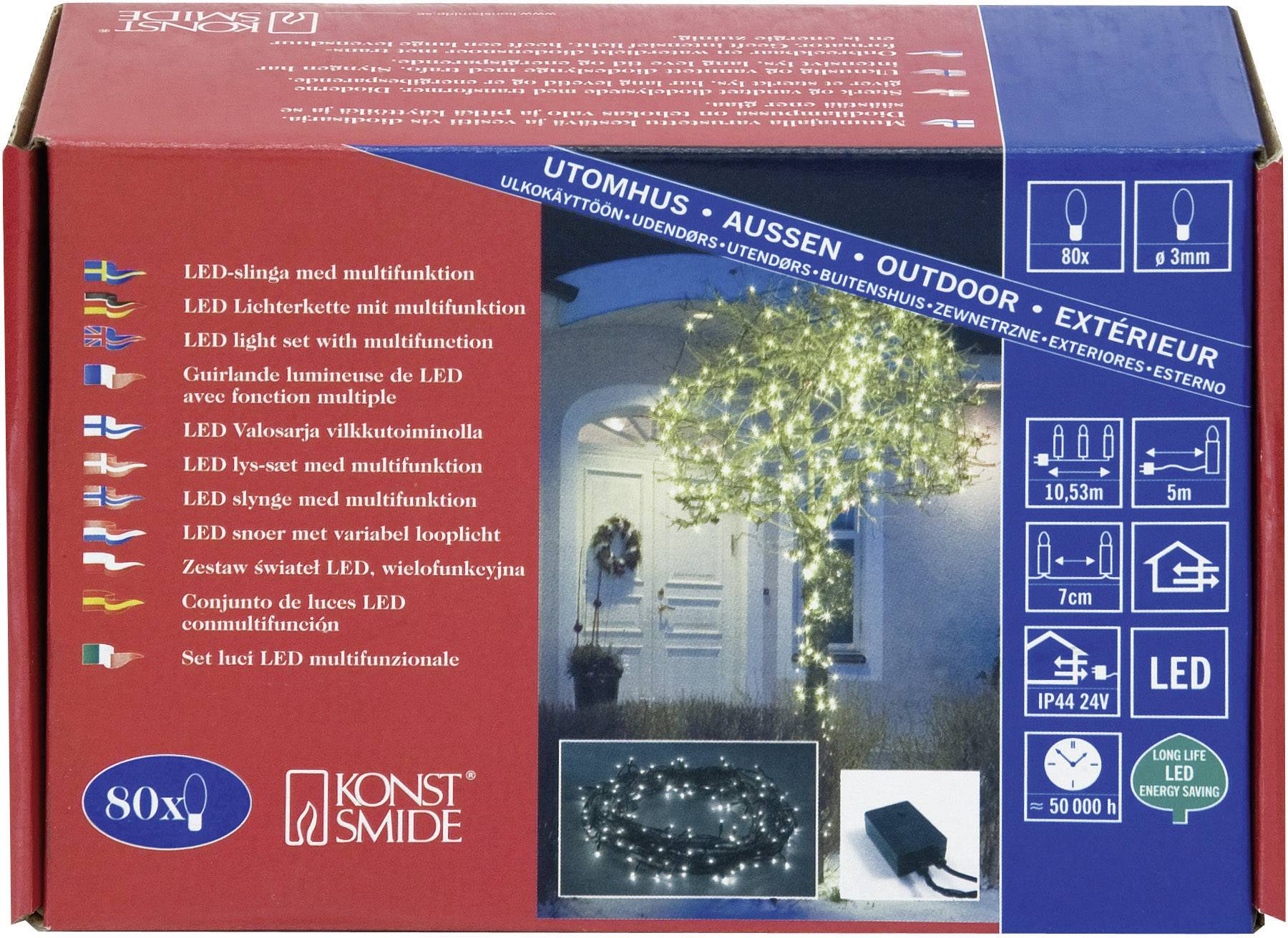 Konstsmide 3630-110 Micro-Lichterkette Außen EEK: G (A - G) netzbetrieben Anzahl Leuchtmittel 80 LED Warmweiß Beleuchtete Länge