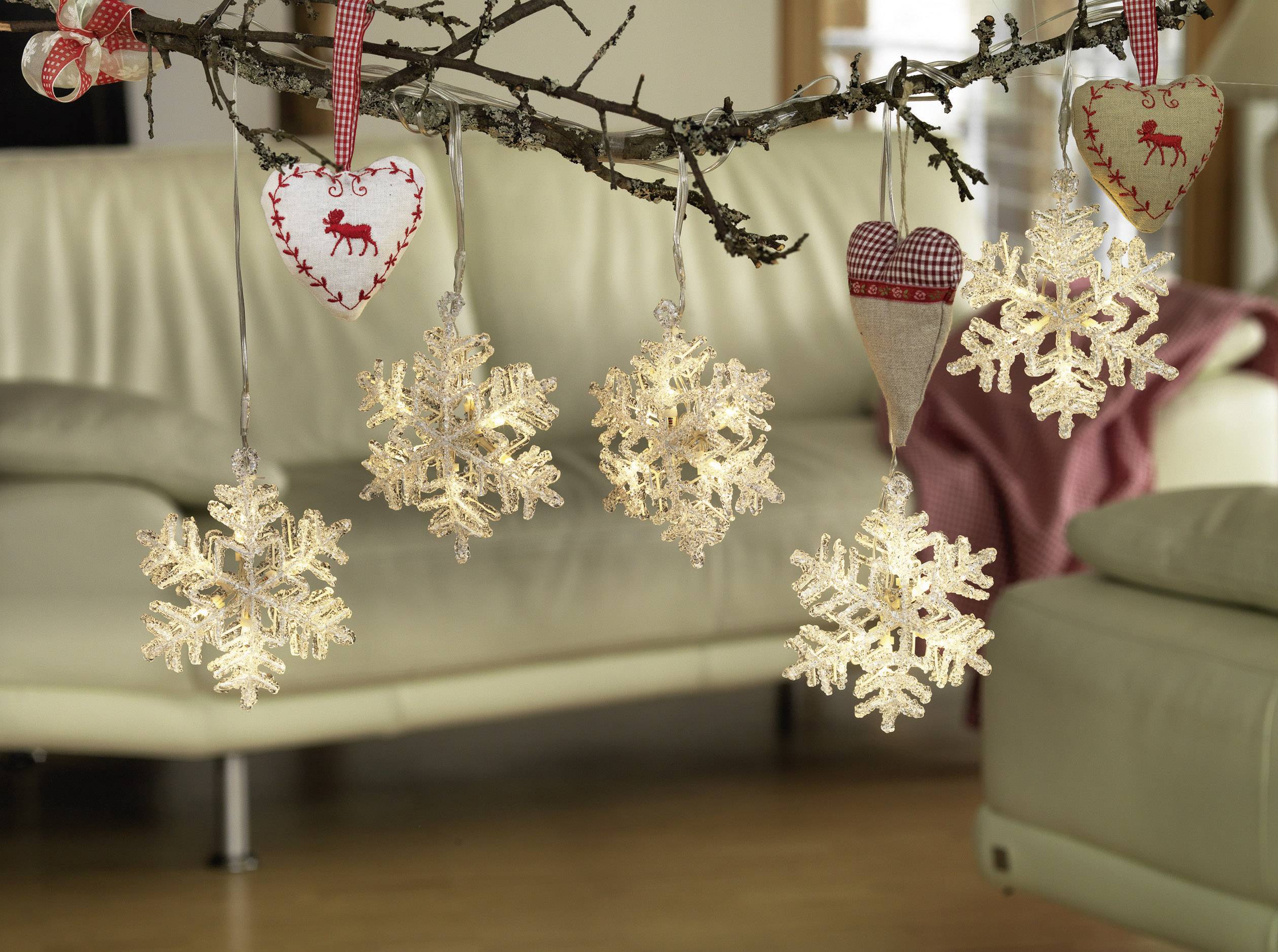 Konstsmide Lichtervorhang-Schneeflocken Innen 24 V 30 LED Warmweiß (B x H) 400 cm x 15 cm