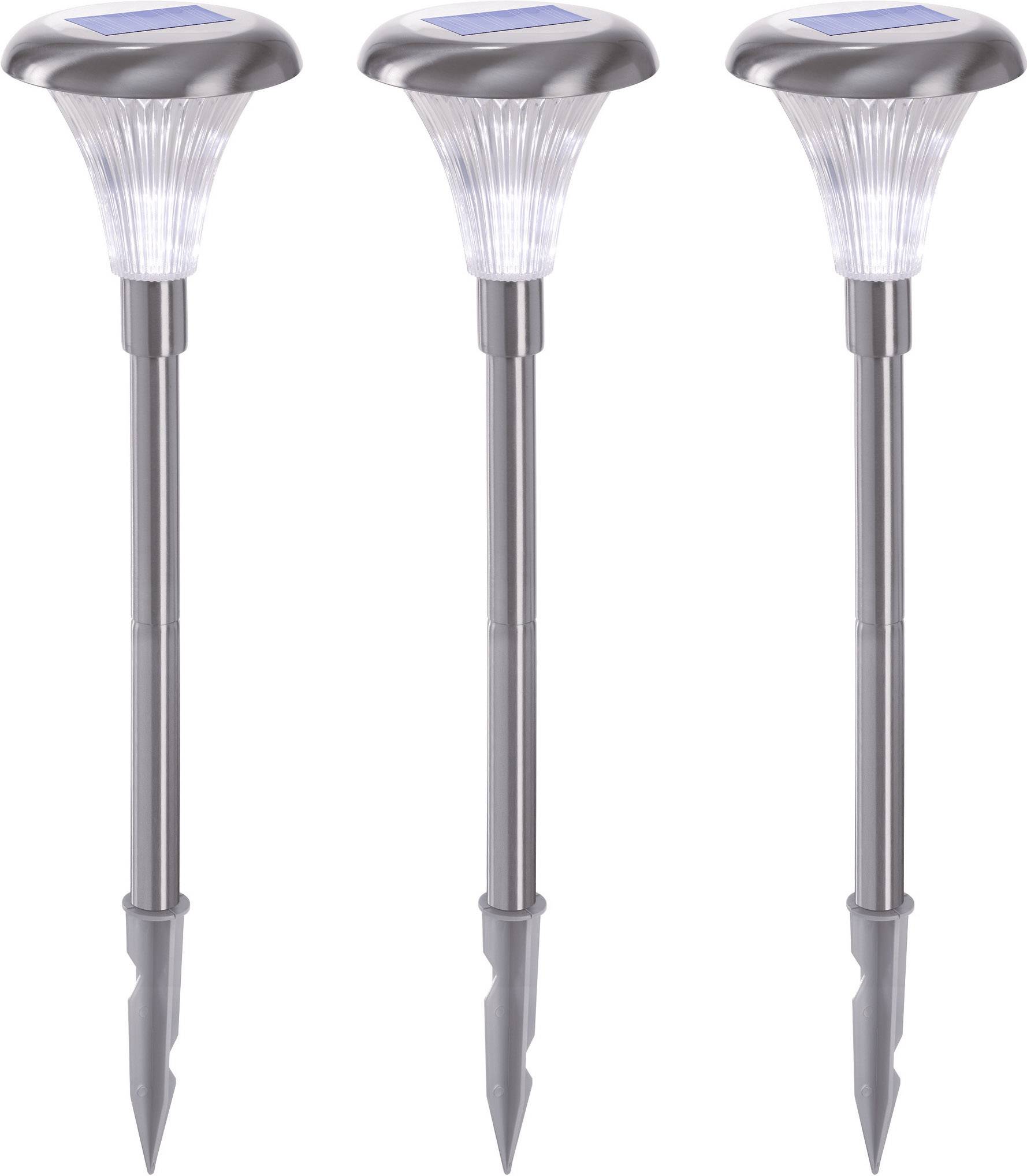 Esotec Solar-Gartenleuchte  Capri 102068  3er Set LED  Kaltweiß Edelstahl