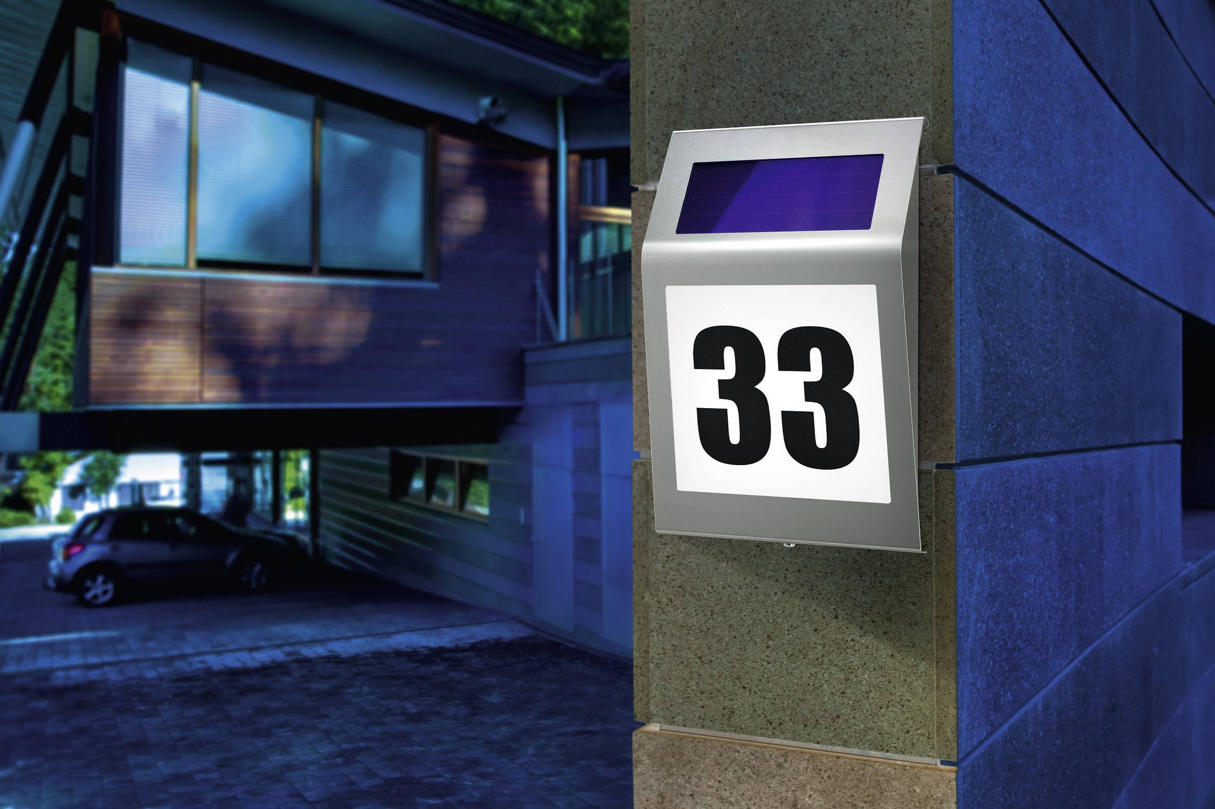 Esotec Style 102031 Solar-Hausnummernleuchte Warmweiß, Kaltweiß Edelstahl