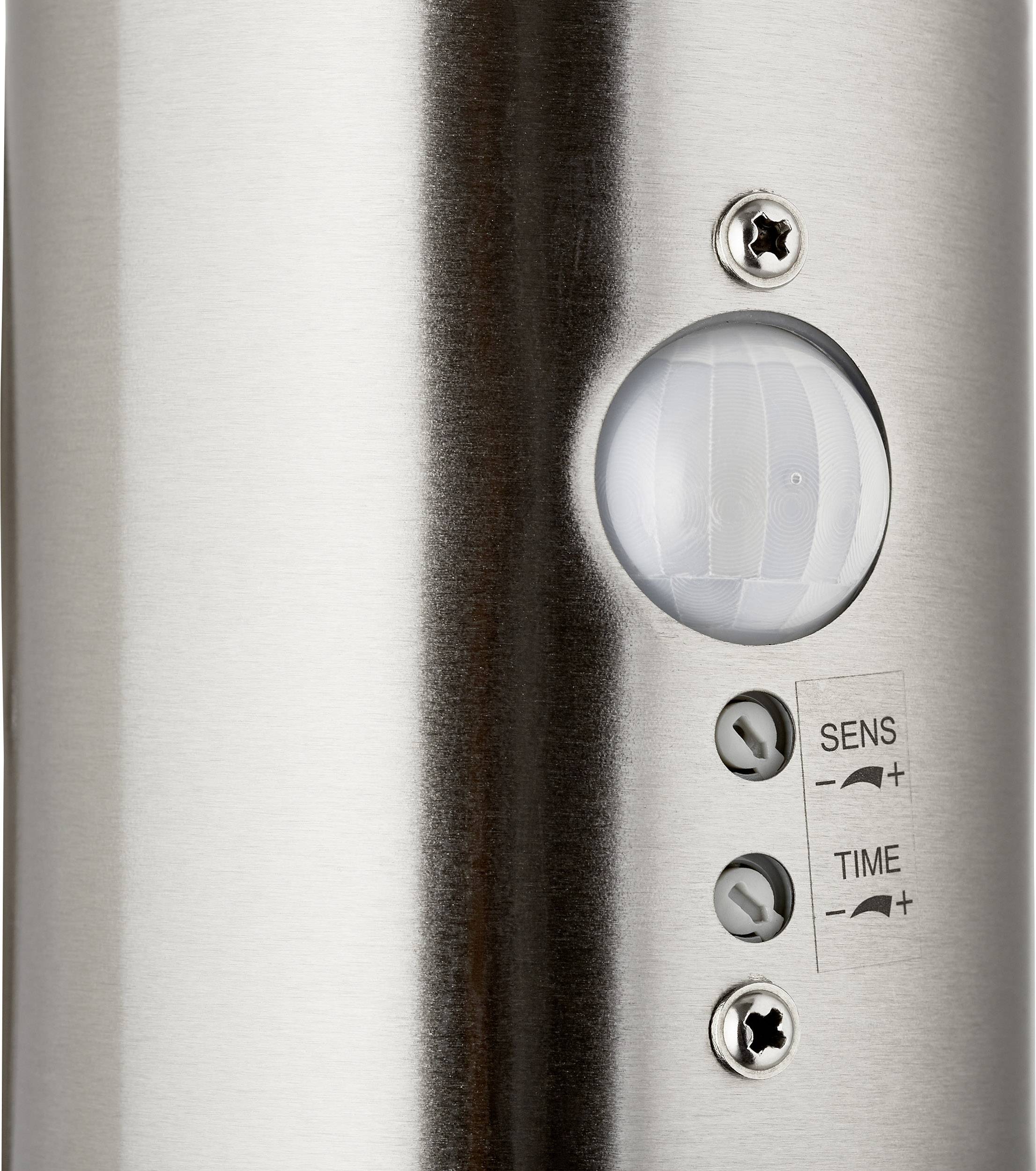 Brilliant Bole G96131/82 Außenwandleuchte mit Bewegungsmelder Halogen E27 60W Edelstahl