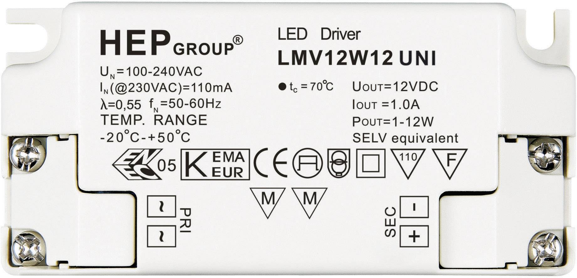 12W 12V LED-Trafo Konstantspannung  0 - 1 A 12 V/DC nicht dimmbar