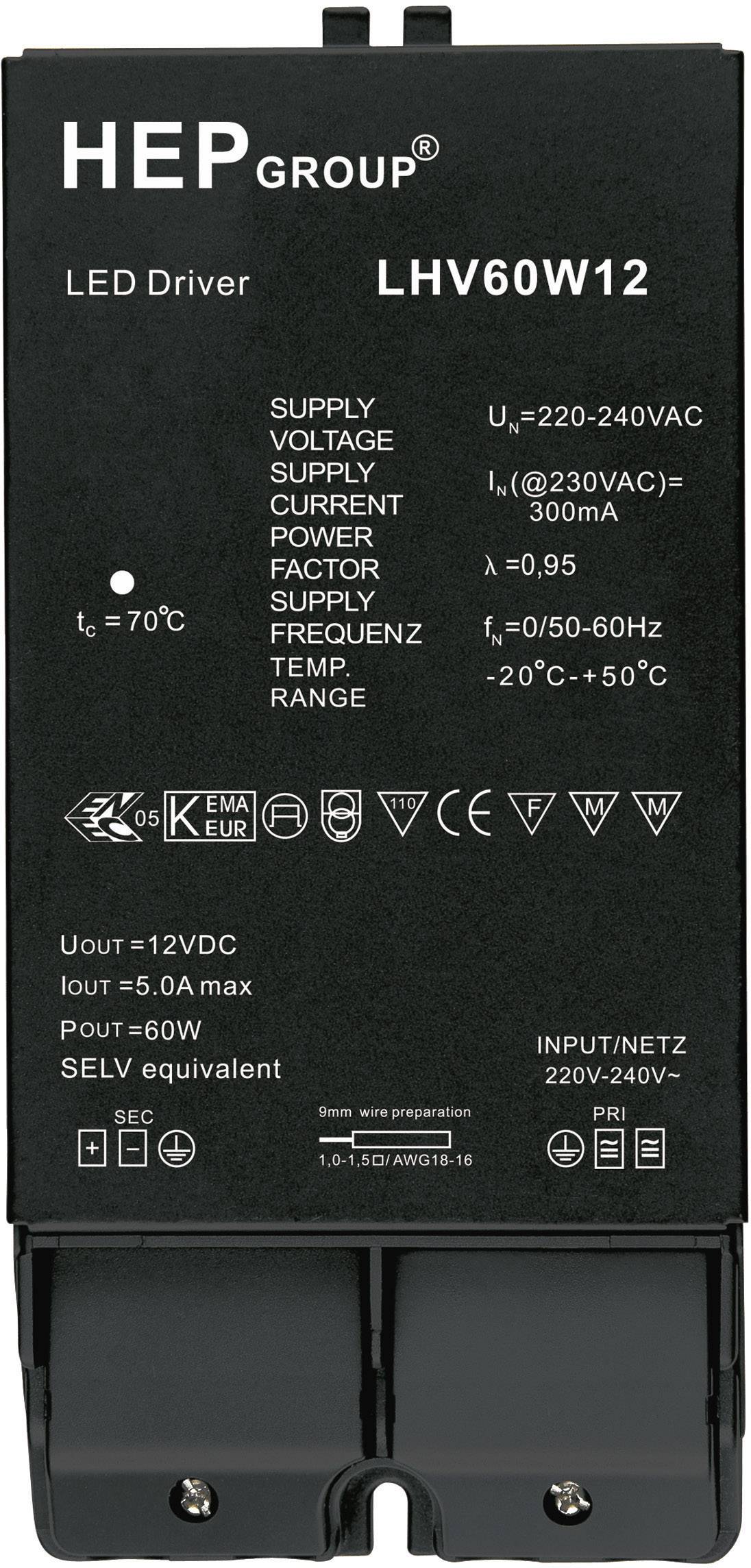 60W 12V LED-Trafo Konstantspannung 0 - 5A 12 V/DC nicht dimmbar