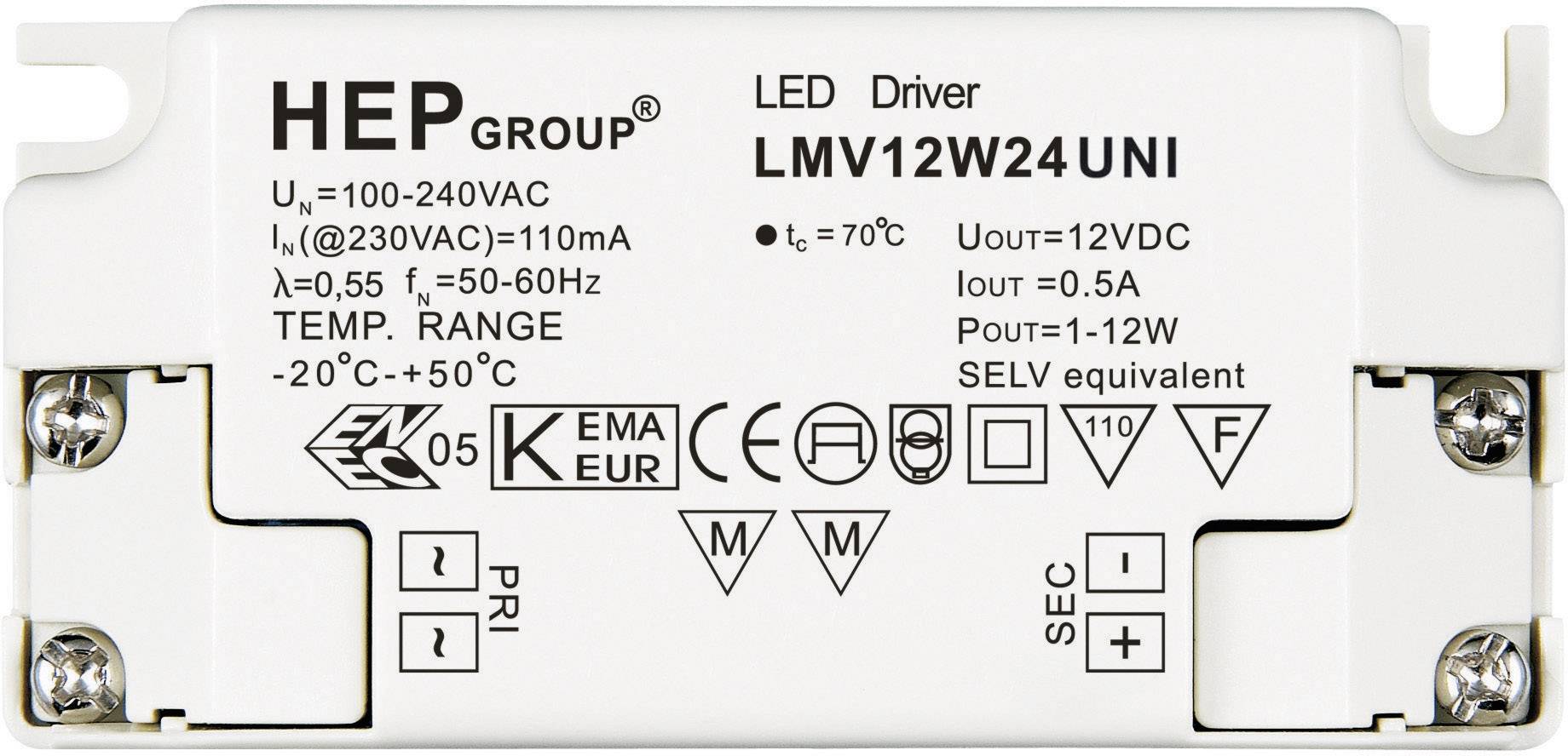 12W 24V LED-Trafo Konstantspannung 0 - 0.5A 24 V/DC nicht dimmbar
