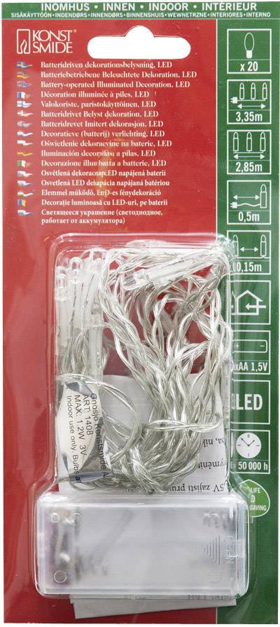 Konstsmide 1408-203 Micro-Lichterkette Innen batteriebetrieben Anzahl Leuchtmittel 20 LED Kaltweiß