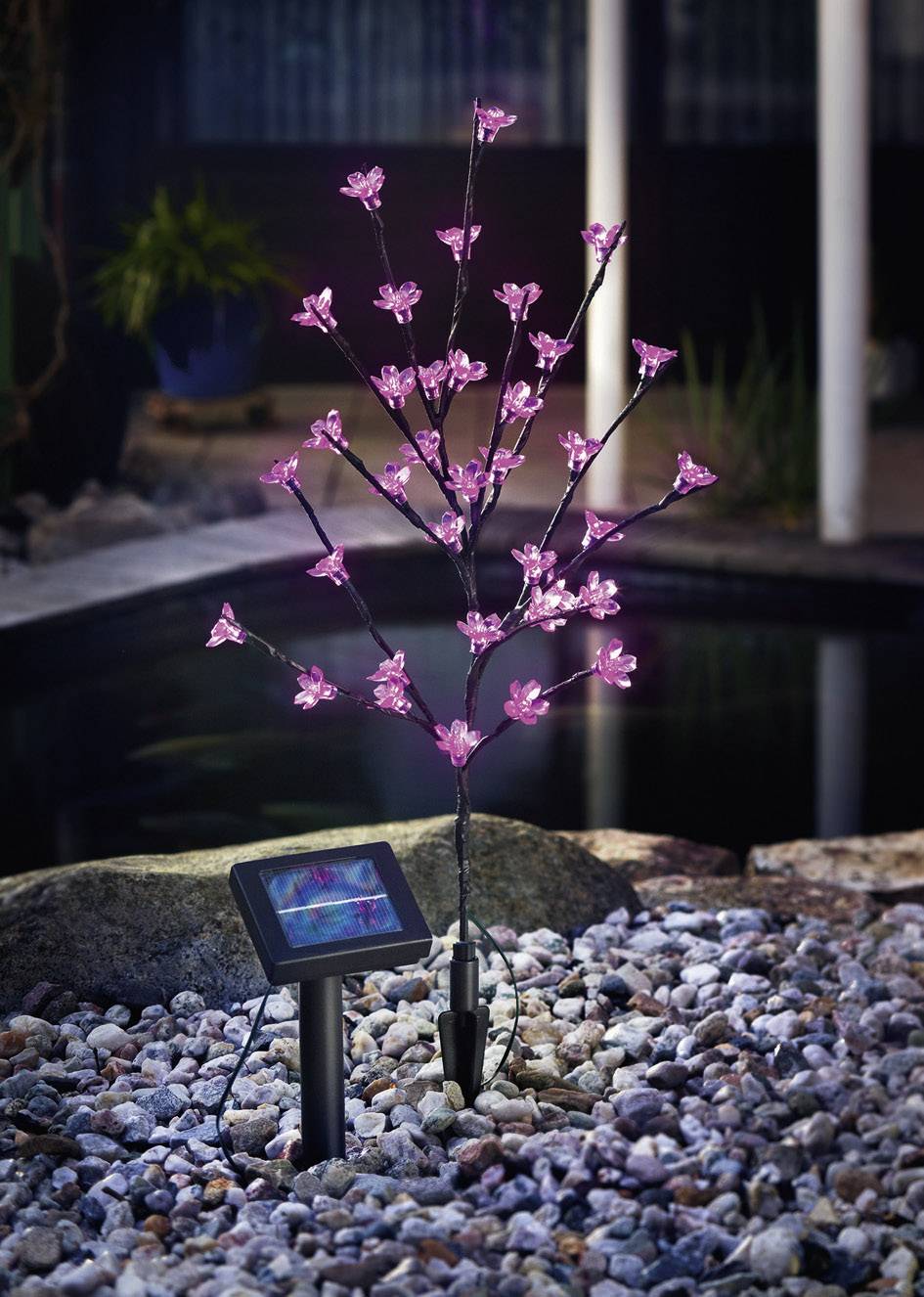 Esotec Solar-Dekoleuchte Arbuste 102104 Blütenstrauch LED 0.6W Pink Anthrazit