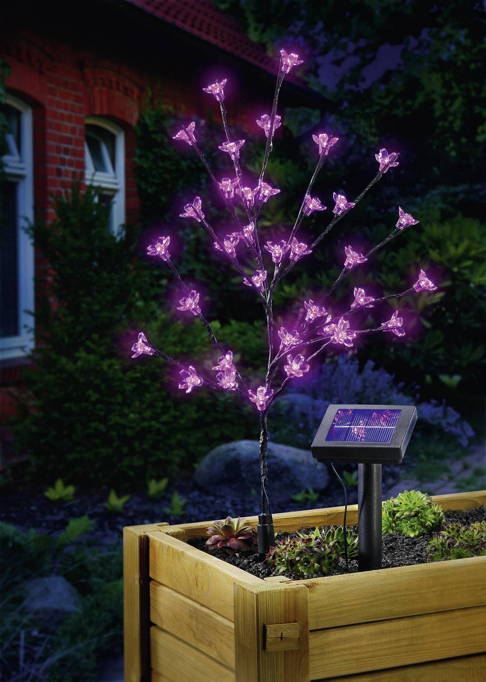 Esotec Solar-Dekoleuchte Arbuste 102104 Blütenstrauch LED 0.6W Pink Anthrazit