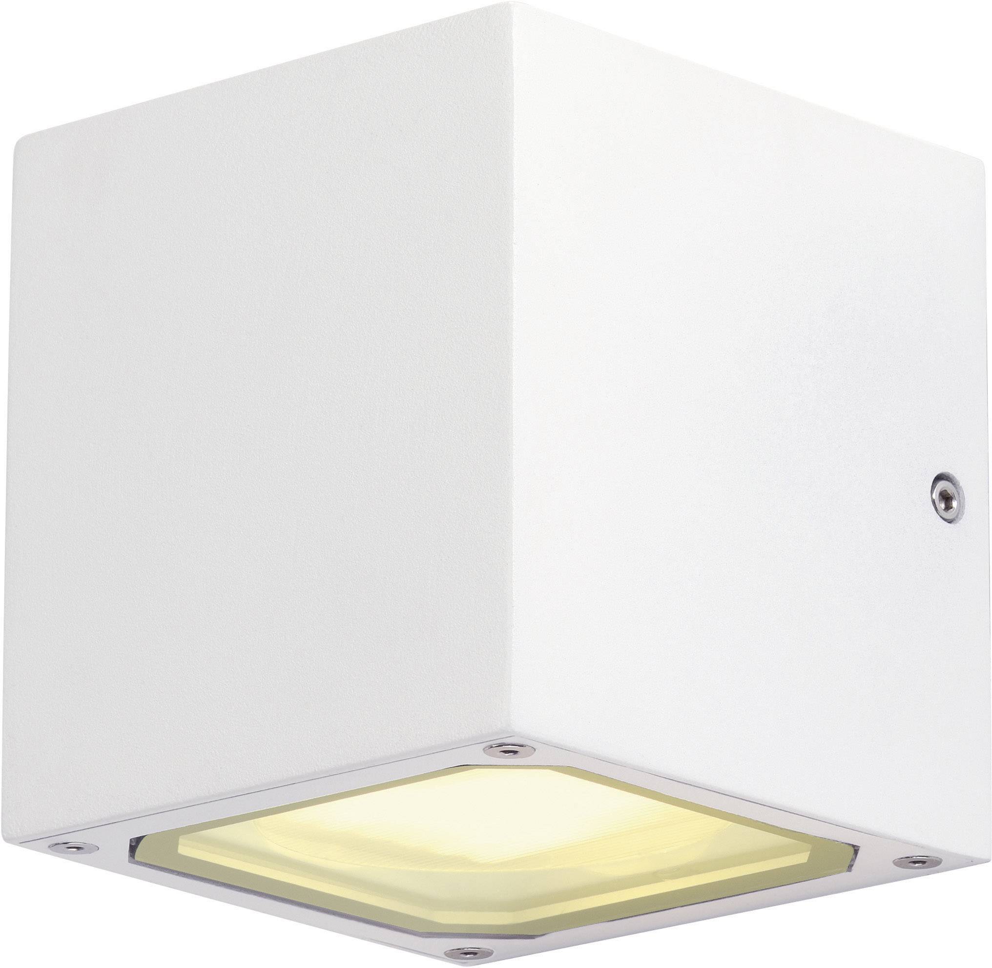 SLV Sitra Cube 232531 Außenwandleuchte Energiesparlampe, LED GX53 18W Weiß