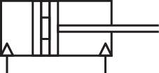 Strichzeichnung eines Maschinenbauteils mit zwei Pfeilen, die auf bestimmte Bereiche hinweisen; zeigt technische Details.
