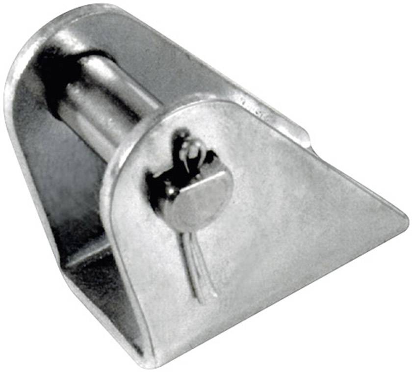 Ein silbernes Metallteil, das wie eine mechanische Komponente aussieht, möglicherweise Teil eines größeren Geräts oder Systems.