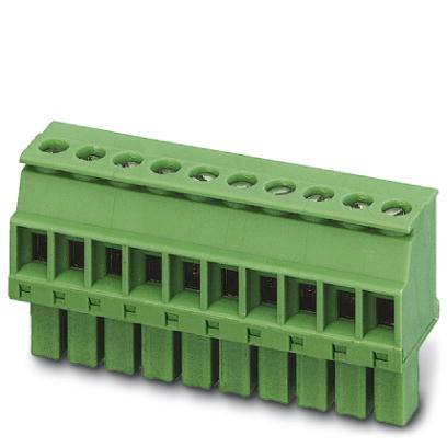 Grüne elektrische Steckverbindung mit acht Anschlüssen, geeignet für industrielle Anwendungen zur sicheren Verkabelung.