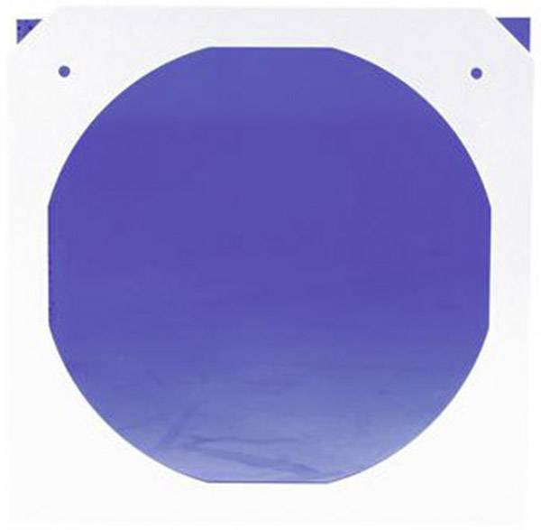 Ein blau gefärbtes Blatt Papier mit abgerundeten Ecken, leicht von oben fotografiert.