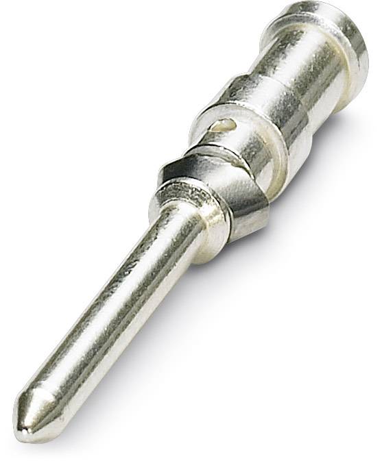 Metallischer Stiftkontakt aus einem Steckverbinder, typisch für elektrische Verbindungen in elektronischen Geräten.