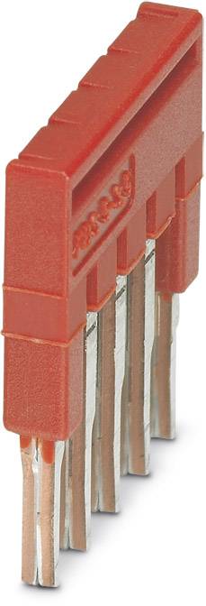 Roter 6-poliger Steckbrückenverbinder mit parallelen Metallpins, verwendet in elektronischen Schaltungen zur Verbindung mehrerer Anschlüsse.