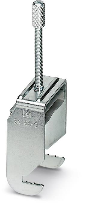 Metallklemme mit Gewinde und geriffeltem Griff zur Befestigung.