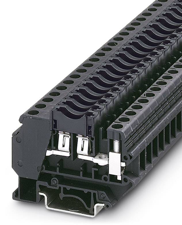 Elektrische Verteilerschiene mit offener Ansicht, die Anschlüsse und interne Struktur zeigt. Geeignet für industrielle Anwendungen.