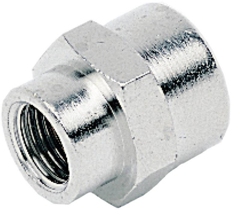 Metallmutter mit sechseckiger Form und Innengewinde, geeignet für Rohrverbindungen oder Verschraubungen in technischen Anwendungen.