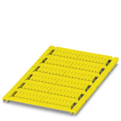 Gelbe Kunststoffpalette mit schmalen Schlitzen für verbesserte Belüftung, geeignet für Lagerung und Transport von Waren.