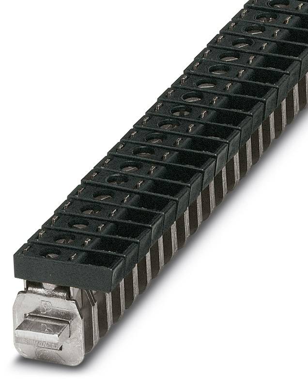 Schwarze Steckverbinderleiste mit Metallkontakt, geeignet für die Verbindung elektrischer Schaltungen.