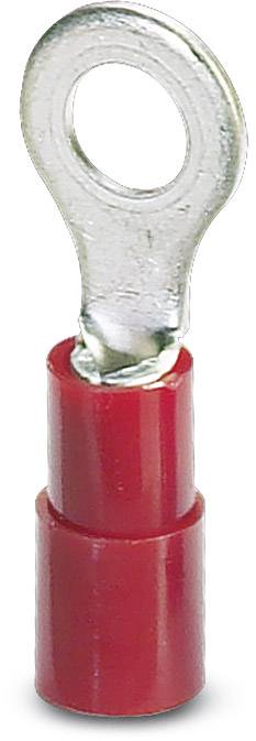 Roter Kabelschuh mit Metallringanschluss zum Verbinden von elektrischen Leitungen. Hauptsächlich verwendet in elektronischen Installationen.